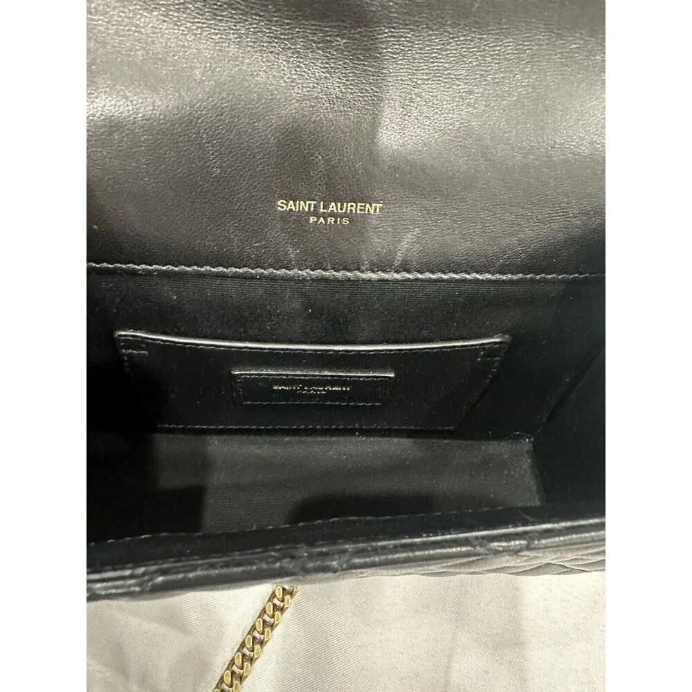 AUTHENTIC YSL SAINT LAURANT ENVELOPE SMALL IN QUILTED GRAIN EMBOSSED LEATHER - Picture 6 of 12
